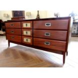 Jan Kuypers for Imperial afromosia sideboard centrally fitted with three linen backed short drawers,