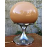 Guzzini style chrome mushroom table lamp with tulip base, 49 cm high, with a further vintage