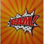 Large Batman stage prop inscribed 'Bam', 120 x 120cm
