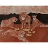 Julian Trevelyan (1910 - 1988) - 'Lions', signed, limited 19/125 etching with aquatint, 35 x 47