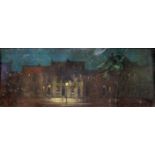 Deborah Jones (1921-2012) - Street scene, signed verso, oil on board, 21 x 63 cm, framed
