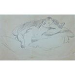 Sir Matthew Smith (1879-1959) - Reclining nude, unsigned, work in graphite on paper, 30 x 51cm, with