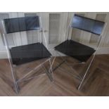 Pair of Nouva X Olmi Line From Magis Danish mesh and chrome framed stacking chairs, 77cm high x 50cm