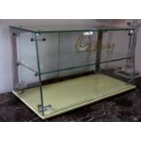Vintage Cadbury's glass table top display cabinet, shelved interior and two slide doors, 60 cm wide