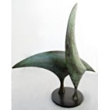 Bridget McCrum (B. 1934) - 'Two Knife Birds', patinated bronze sculpture, 70cm high x 73cm long