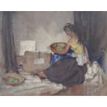 William Russell Flint (1880-1969) - 'Girl with Green Apples', signed, dated 1960, Frost & Reed and