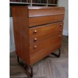 1960s DS furniture teak chest of drawers fitted with six long graduated drawers, three with circular