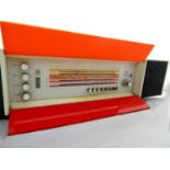 Unusual mid-20th century Murphy 'Scene One' radio of rectangular form with orange and red folding
