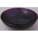 Mid century amethyst glass heavy fruit bowl, probably Scandinavian, 32cm diameter