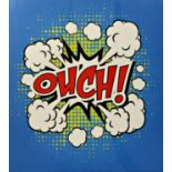 Large Batman stage prop inscribed 'Ouch', 120 x 120cm