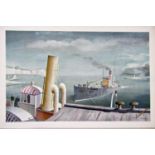 Felix Kelly (1914-1994) - 'Drifter and Paddle Steamers', school print for Baynard Press, 42 x