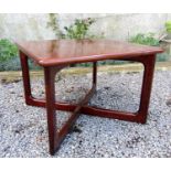 Dyrlund of Denmark solid rosewood coffee table, the moulded top with four moulded united by a shaped