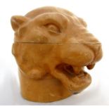 Alfonso Bini of Italy carved softwood novelty ice bucket in the form of a cougars head, 28cm high