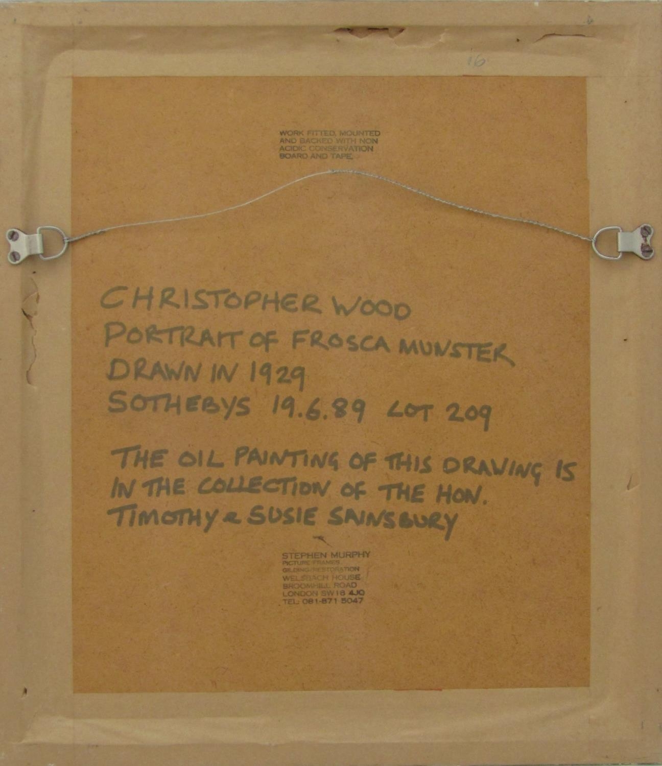 Christopher Wood (1901-1930) - 'Frosca Munster', inscribed verso 'Christopher Wood, Portrait of - Image 3 of 3