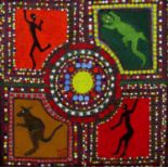 Billy Bones (20th century Aboriginal school) - Native figures and animals, signed and dated 1974,