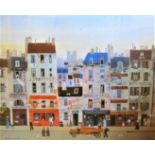 Pair of coloured prints of French street scenes after Michael Delacroux, 82 x 96cm overall