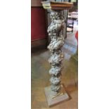 19th century carved pine torchere with spiral twist and carved column (with replacement top) 111cm