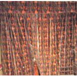 A pair of lined chenille curtains and pelmets, of abstract design in an art deco manner, 245cm