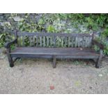 A good quality teak garden bench, 240cm long approx