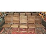 A set of ten folding teak wood garden/event chairs from the Cuba Collection (the purchaser to have
