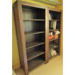 A pair of contemporary open bookcases, each with four fitted shelves, 175cm high x 75cm wide