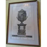 Pair of contemporary engravings of classical architectural urns, 93 x 66cm overall