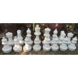 A set of large plastic chess pieces (full set) for garden use