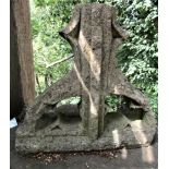 An ancient Gothic limestone pinnacle with carved and pierced detail, 56cm high x 60cm wide x 28cm