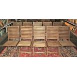 A set of ten folding teak wood garden/event chairs from the Cuba Collection