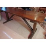 Old English style tavern table in mixed woods with elm plank top, 185 x 60cm
