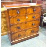 Mahogany chest of five drawers, H.107 cm, W. 98.5 cm, D. 51 cm.