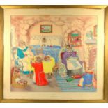 Three 1940's Nursery prints, Margaret Ross, Bedtime, a scene with rabbits, signed, and two by