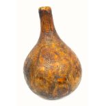 Large African gourd, intricately carved with elephants and rhino, 50 cm