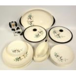 Doulton mid 20th Century Bamboo pattern dinner service including tureens, and a 19th C Staffordshire
