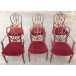 Set of eight Edwardian Sheraton revival chairs, mahogany, carved with Prince of Wales Feathers,
