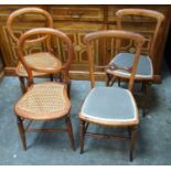 Four Victorian chairs, two with gothic reform motifs to the centre rail and two balloon back