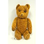 Vintage teddy bear, probably by Farnell dark golden mohair with stitched noes, glass eyes, rounded