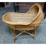 Wicker Moses basket on seperate cane work stand, max height 100 cm x 85 x 40 cm (2)