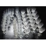 Cut glass drinking glasses, twelve champagne flutes, six each of sherry, wines, small wines, sundae,