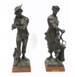 Two large French spelter figures, 'Le Forgeron' and another 'Le Mineur', late 19th C, height 50 cm.