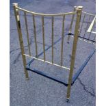 Edwardian brass single bed with square section slatted ends, bed end 140 high, 94 wide