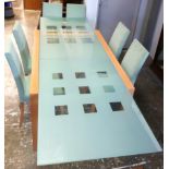 Ligne Roset design, extending glass top table, 95 x 140, extends to 259cm in length, seats 6-10, an