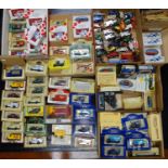 A large group of model cars,100 plus, the vast majority boxed or with folded boxes, by Lledo
