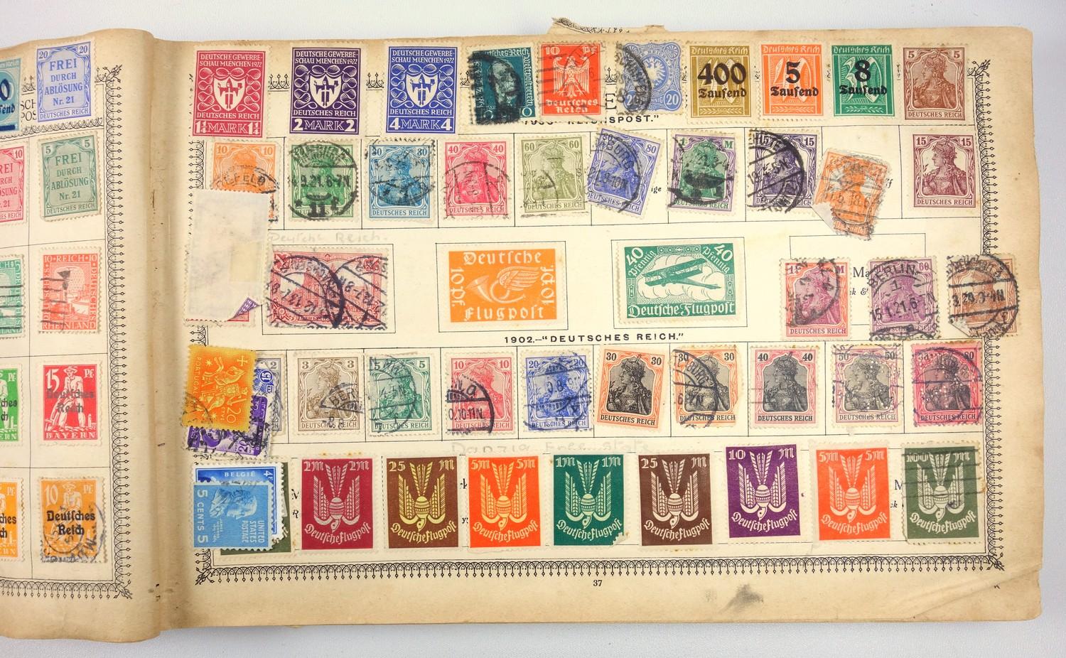 A large collection of stamps, contained in five albums and some loose examples, including a broad - Image 14 of 60