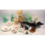 Mid-Century Italian model of a Dachshund, Sylvac models of dogs, Derby dishes, Herend porcelain matc