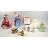 A group of Royal Doulton figures, including Amy HN3316, Top o' the hill HN 2956, Heather and Fair