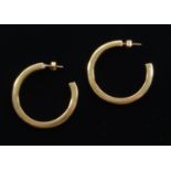 A pair of gold hoop earrings, 9 ct.