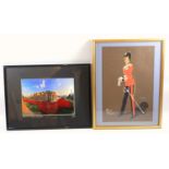 Gouache painting of Military officer Royal Engineers 36 x 23 cm and an original photograph of