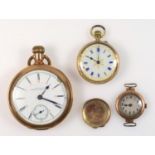 Lady's Swiss gold pocket watch, with gilt copper cuvette, 3.8 cm diameter, gold watch, 9 ct and a