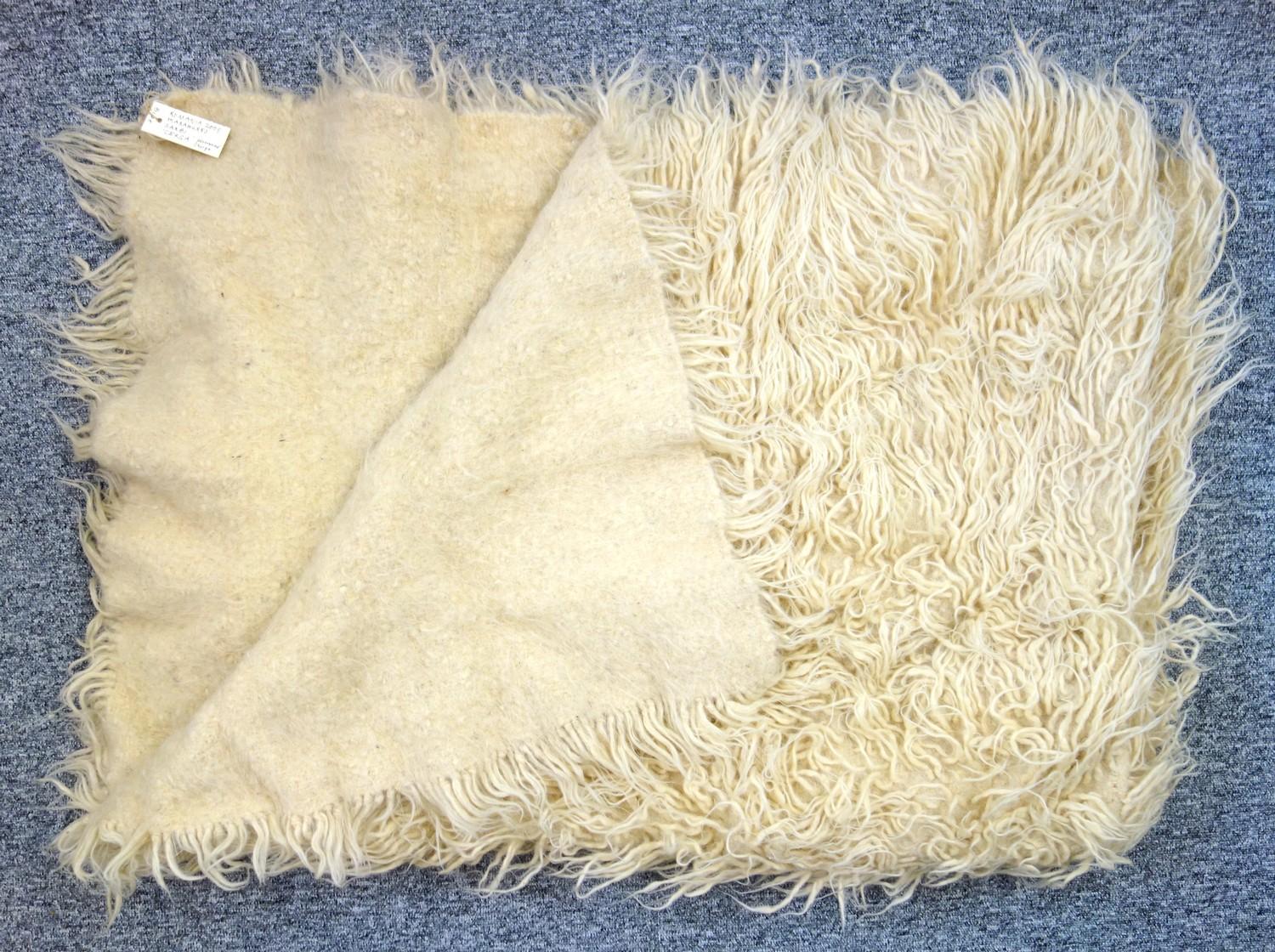 Romanian wool Cerga, hand woven long pile bed cover, 240 x 160 cm. Provenance: Margaret Bide